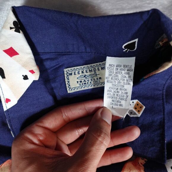 Vintage Weekender Traveler Camp Shirt Mens L Rayon Hot Girls Loop Collar NEW - Picture 4 of 9